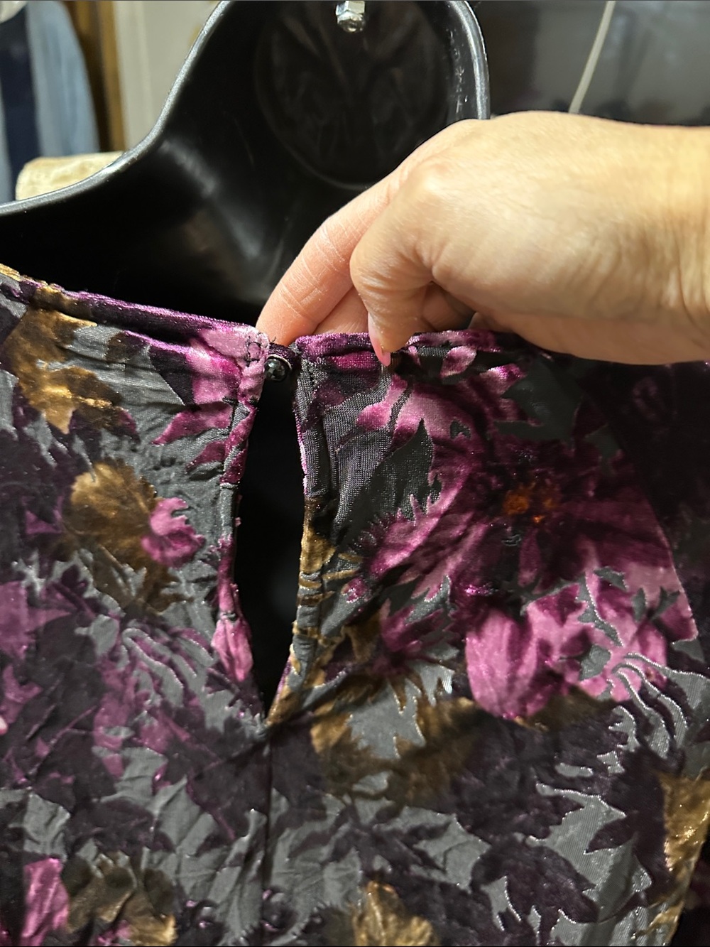 Cupio Velvet Floral Top in Black, Purple & Gold - Picture 4 of 5